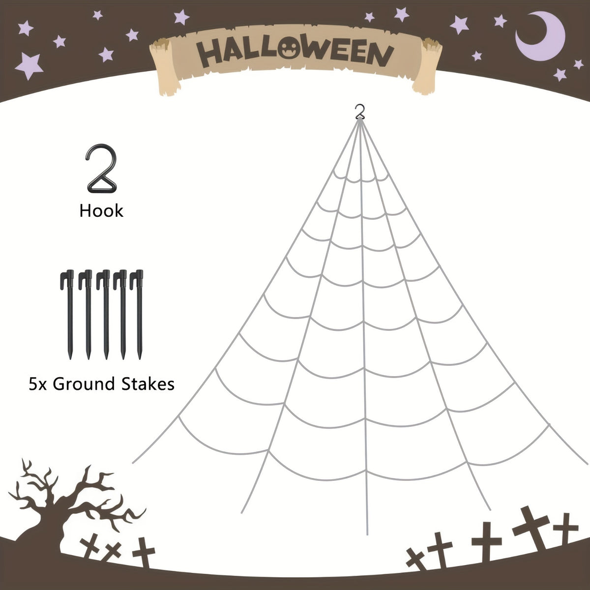 Giant Halloween Spider Web Decoration - Outdoor Yard & Porch Decor