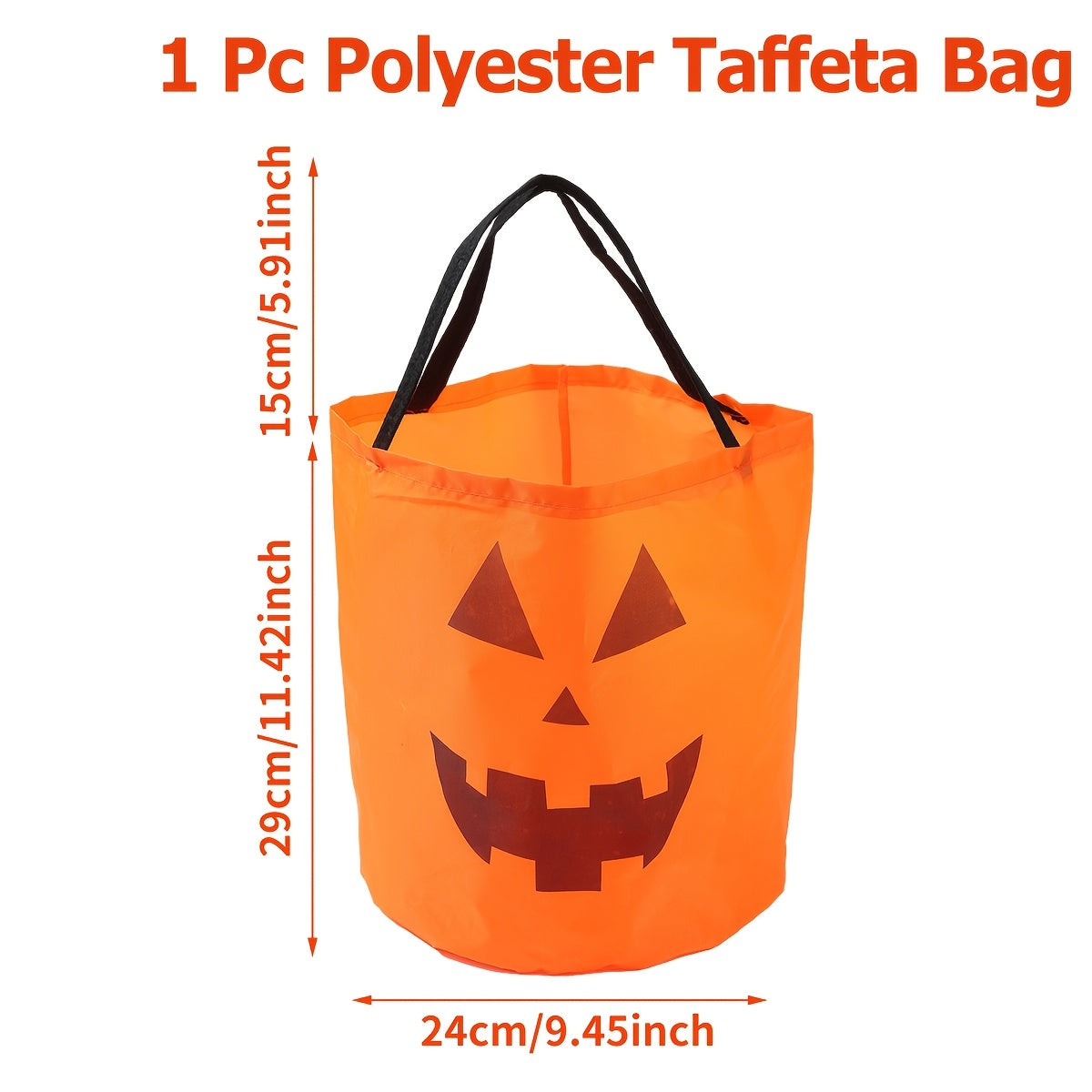 Orange pumpkin trick or treat tote bag, product photo 2