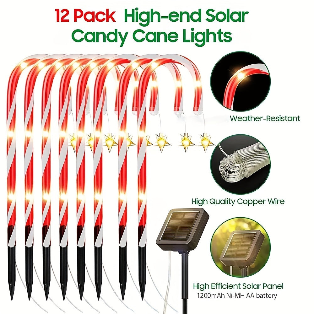 Solar candy cane stake light with red and white striped plastic body