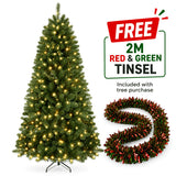 Pre-Lit Christmas Tree, 4.5, 5.5 or 8 ft, Warm White Pine, Metal Frame