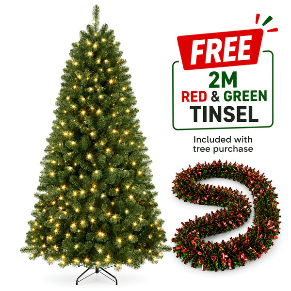 Pre-Lit Christmas Tree, 4.5, 5.5 or 8 ft, Warm White Pine, Metal Frame