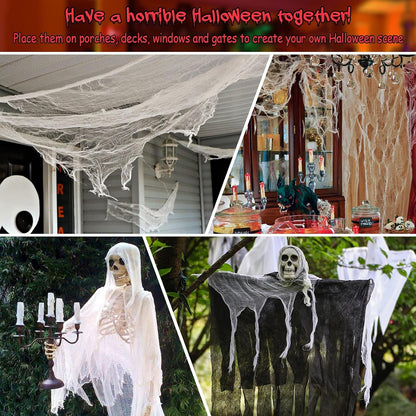 White Halloween cheesecloth panel laid out flat