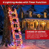 Climbing Santa Ladder, 5 ft Santa Climbing Ladder Decoration, Solar 100 LED Multicolor, Timer