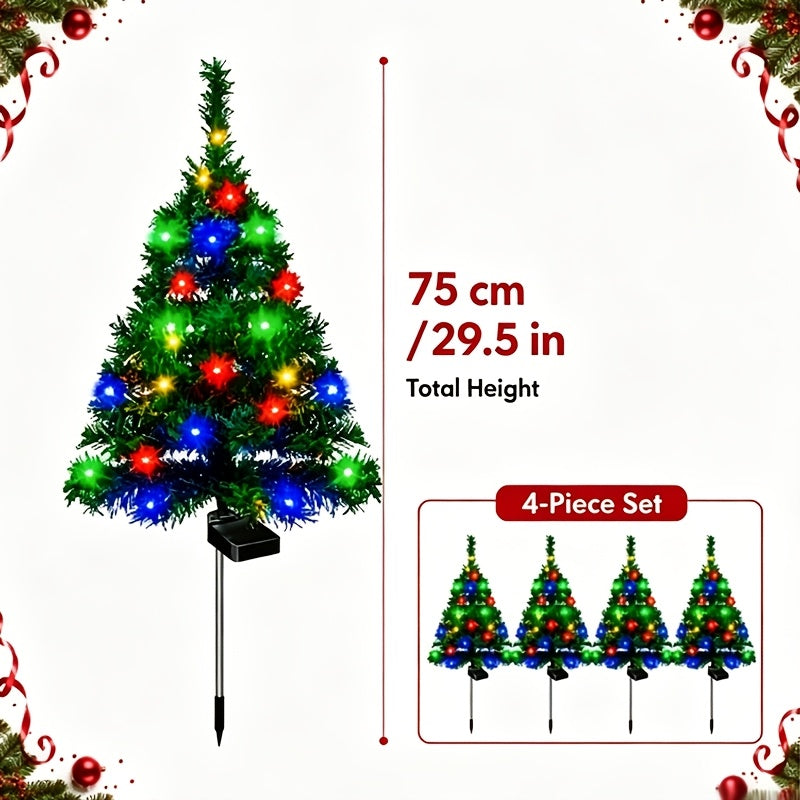 Solar Christmas tree stake lights for a garden path