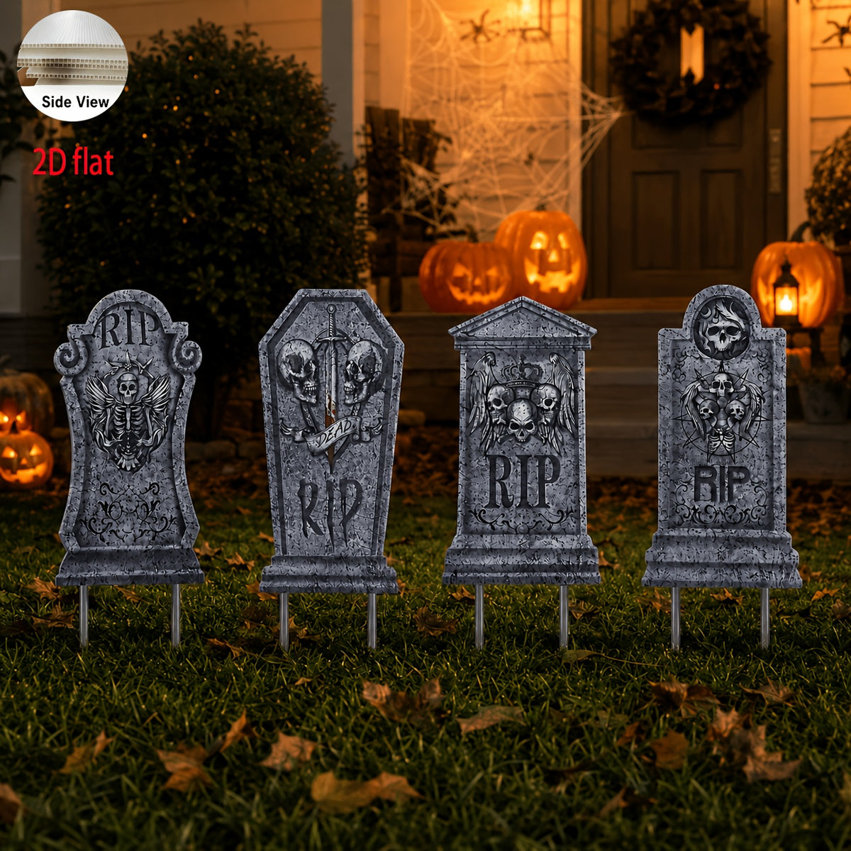 Halloween tombstone panel, front face detail