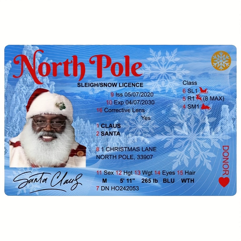 Santa sleigh driving license, one piece novelty prop