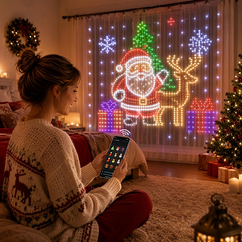 Smart Curtain Lights, RGB Christmas Window Lights, App Control, Music Sync, USB