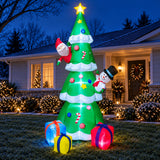 Inflatable Christmas Tree with Penguins, Santa Claus and LED Lights, Outdoor Yard Decoration