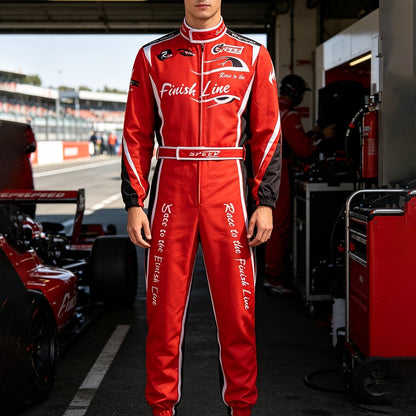 Halloween Race Car Driver Costume, Men's Racing Suit Jumpsuit with Belt, S to XXL