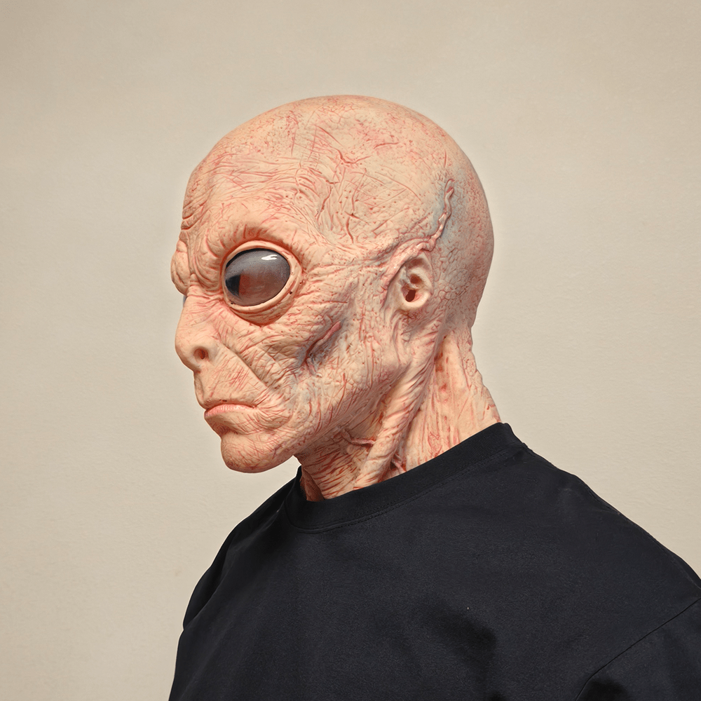 Realistic alien head mask made from natural latex