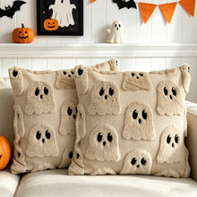 2pcs Halloween plush ghost pillow covers, 18x18 inch, in Beige, Orange and White