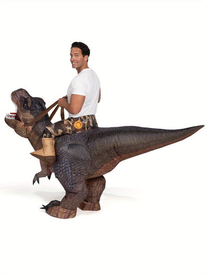 T-Rex ride-on costume worn at a party