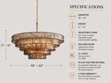 Skolva Modern Chandelier for Dining Room, Round Curved Glass, Brass or Matte Black Finish