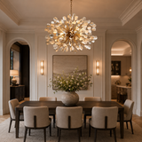 Fiora Floral Chandelier, Ceramic Flower Petals, Iron Frame, Dimmable, Handcrafted in Italy