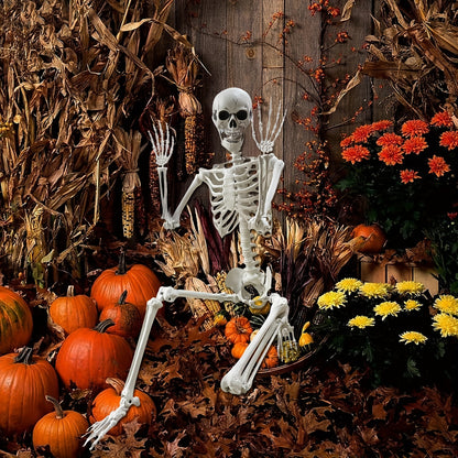 Life-Size Halloween Skeleton, 5.4 ft, Posable Plastic Figure with Movable Joints