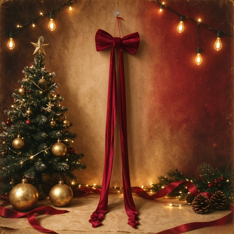Extra large red velvet bow, one piece, for indoor Christmas decorating