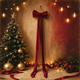 Extra large red velvet bow, one piece, for indoor Christmas decorating
