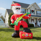 Christmas Inflatable Yard Decorations, Santa Riding Dinosaur, Snowman, Stakes & Storage Bag
