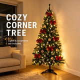 Space saving artificial Christmas tree for a living room corner