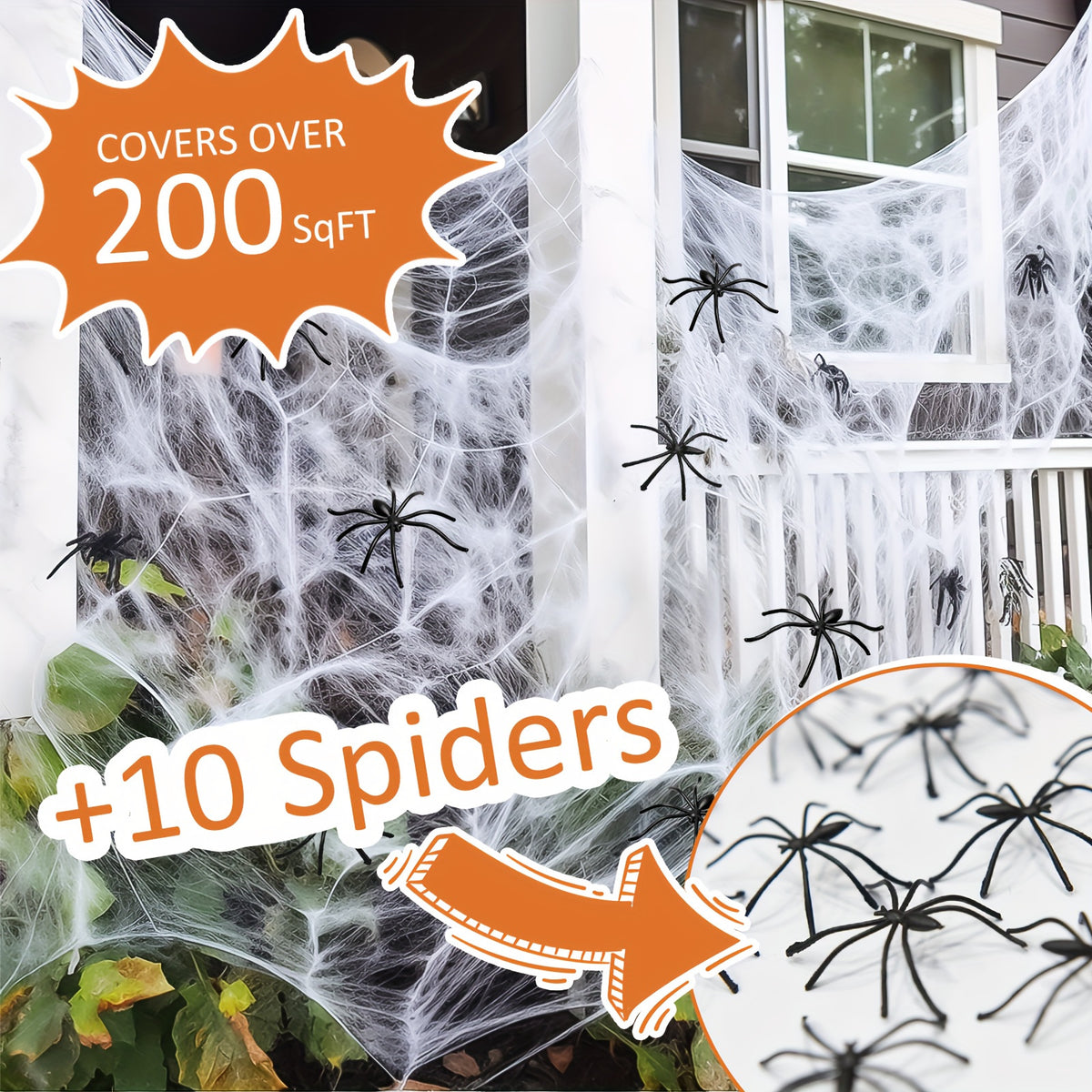 Stretch cobweb pulled apart into thin webbing