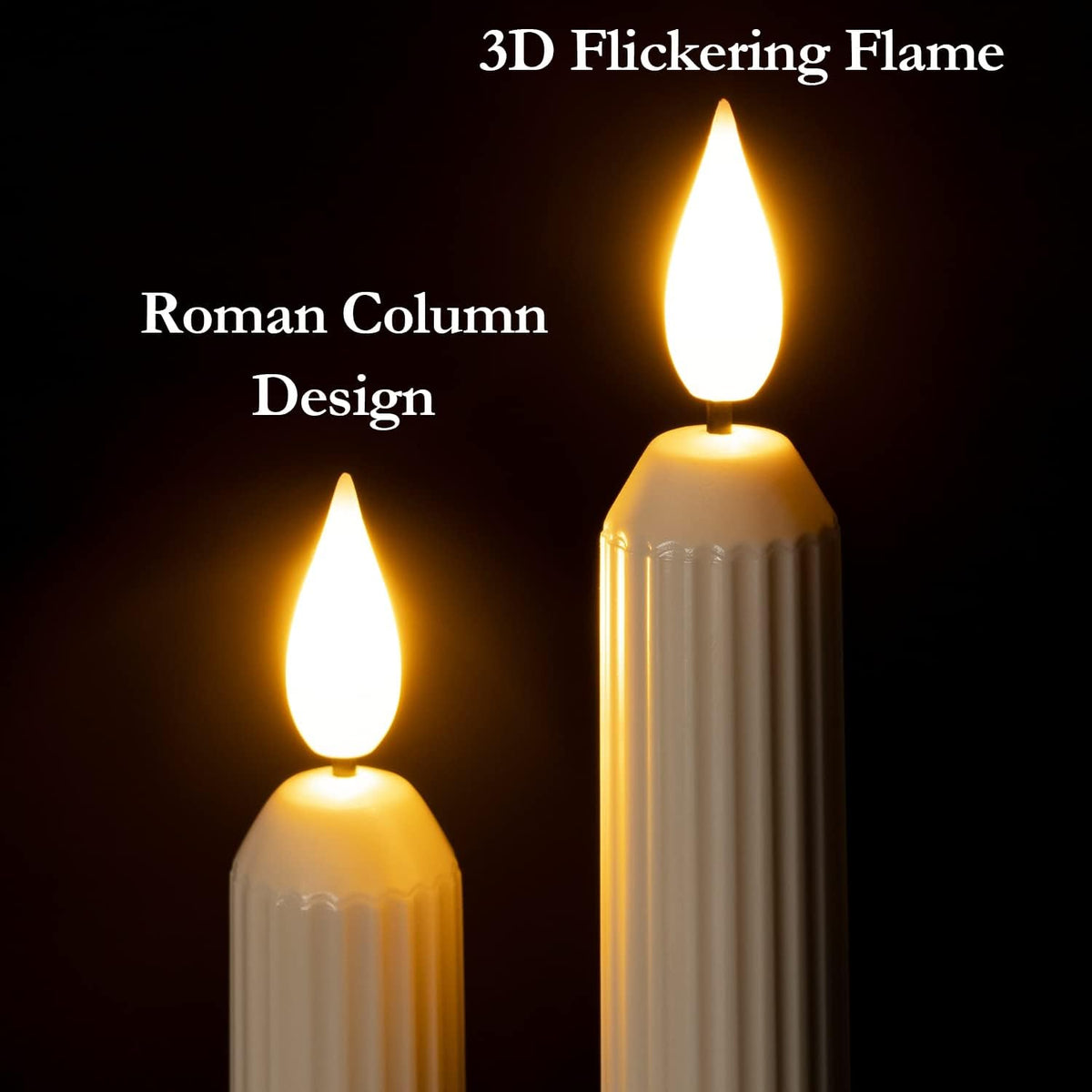 Battery operated LED taper candle with an ivory holder