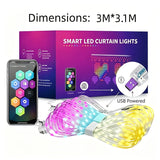 X-Large RGB LED curtain lights, 118.1 x 122 in