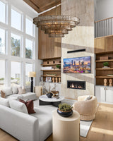 Skolva Modern Chandelier for Dining Room, Round Curved Glass, Brass or Matte Black Finish