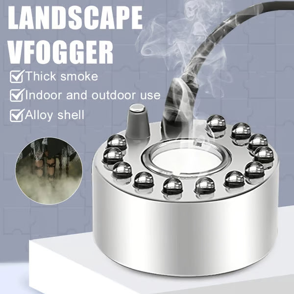 Mist maker fogger producing fog in water, close-up view