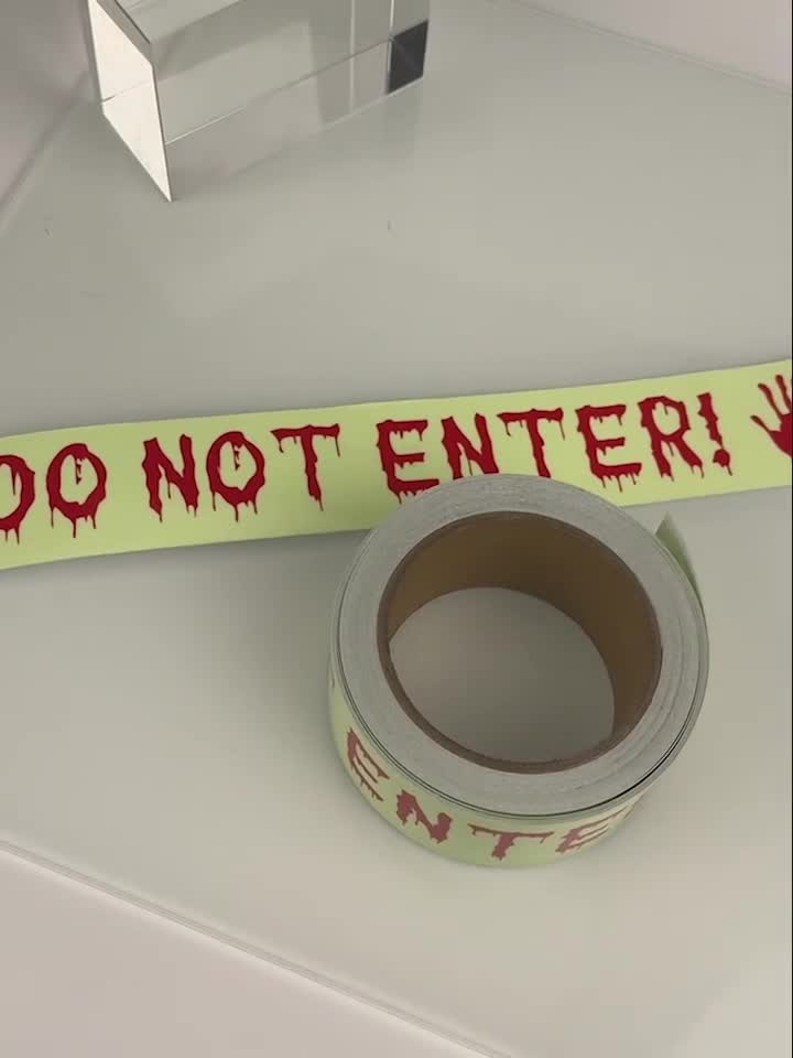 Glow-in-the-Dark Halloween Caution Tape - Outdoor Yard & Party Decor