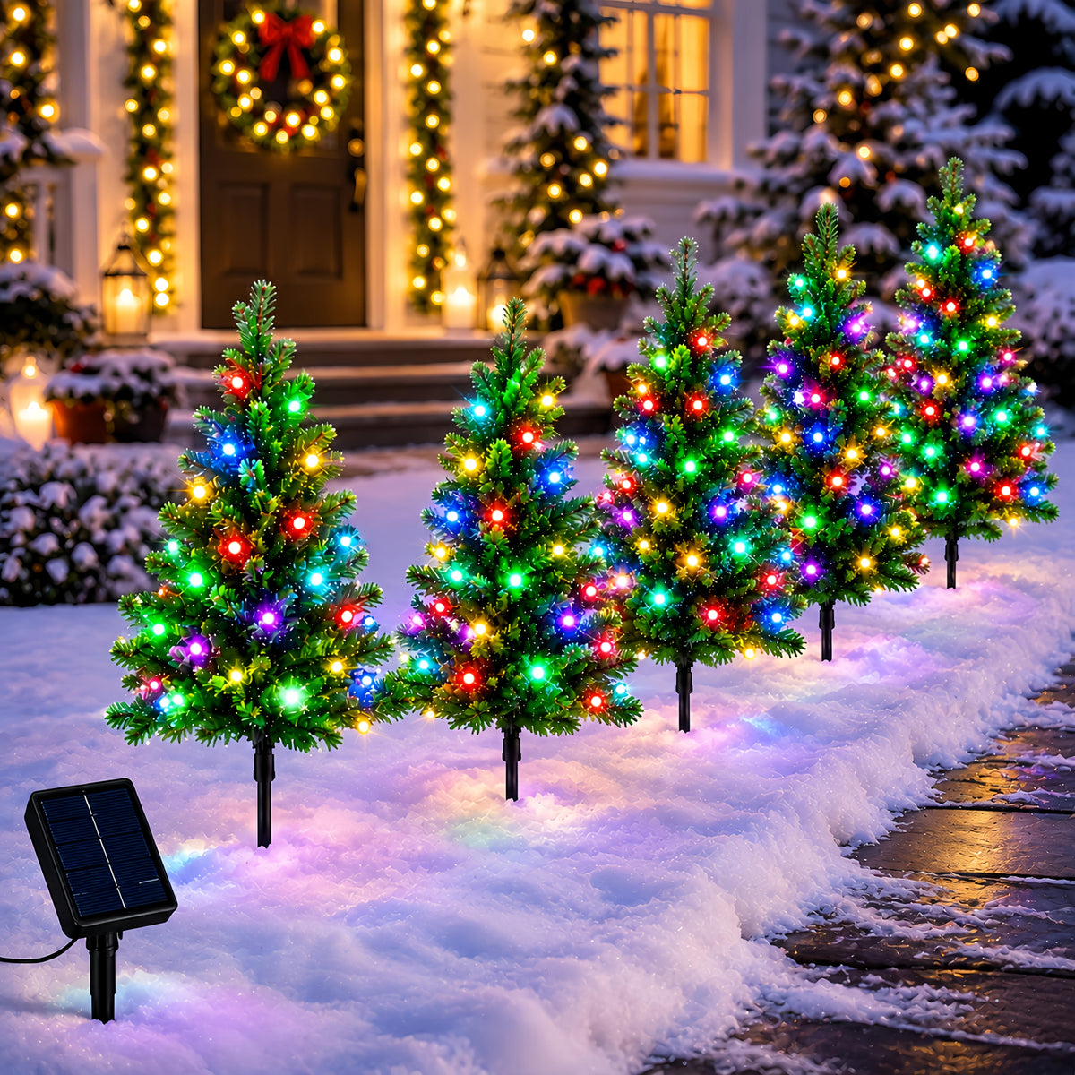 Detachable solar panel on top of a mini tree stake light