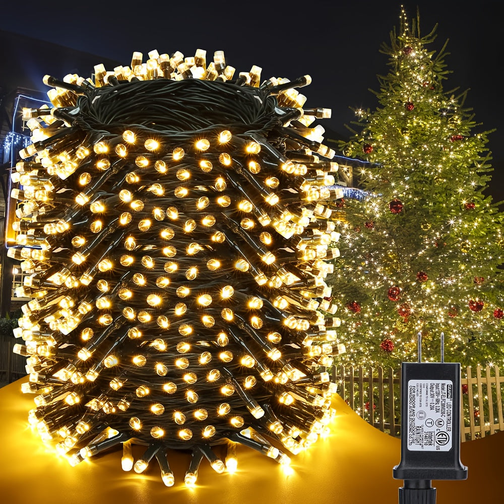 String of Christmas Lights, 181 ft 500 LED, 8 Modes, Green Wire, Indoor & Outdoor Use