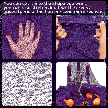 Purple Halloween cheesecloth panel laid out flat