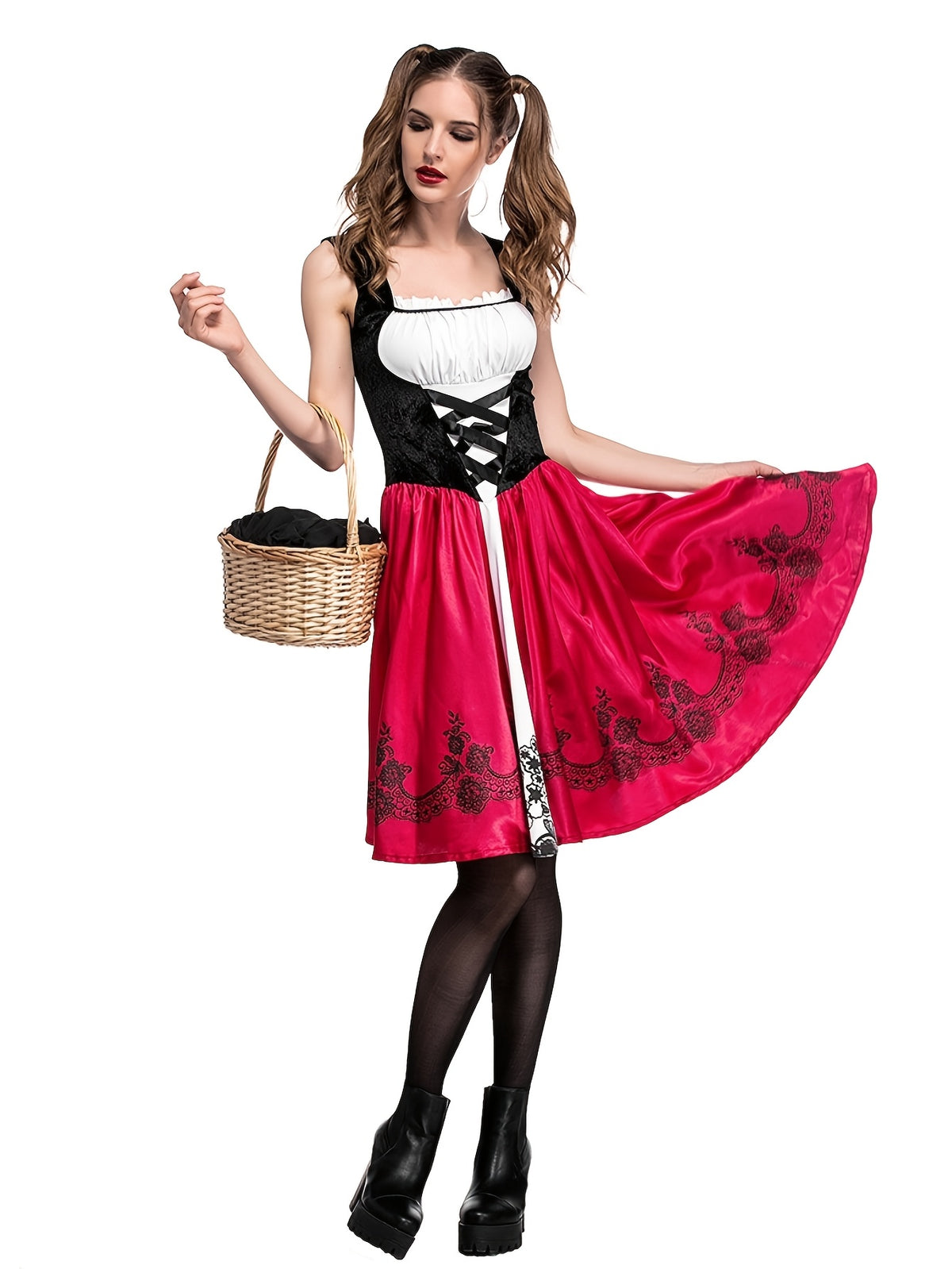 Cape worn over the printed costume dress