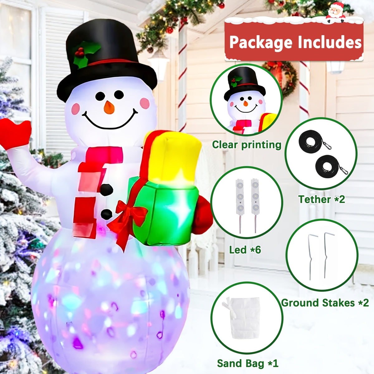 Christmas yard inflatable snowman, 5 ft tall