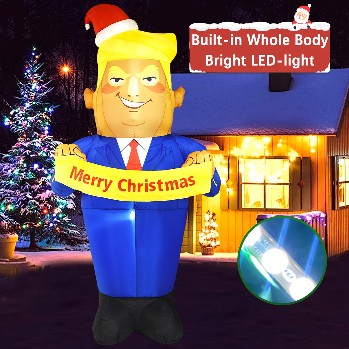 Christmas Inflatable Uncle Sam, 7.2 ft LED Lighted Outdoor Yard Decoration for Lawn & Garden