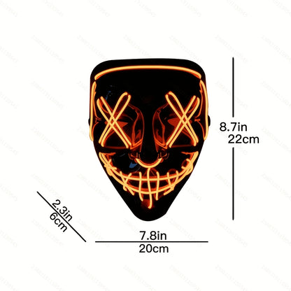 Battery powered costume mask with lit face panel