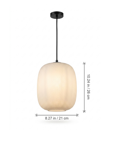Runa Outdoor Pendant Lantern, Frosted Opal Glass, Matte-Black Cord, Warm Ambient Glow