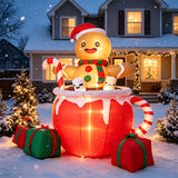 Christmas Yard Inflatable Decorations, 6ft LED Blow Up Gingerbread Man in Hot Chocolate Cup