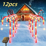 Solar candy cane Christmas pathway lights, set of 12 stakes