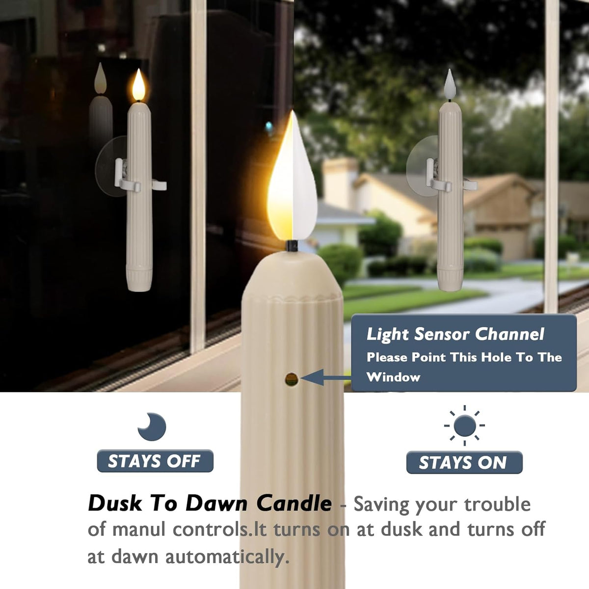 Ivory striped Roman column window candle holder