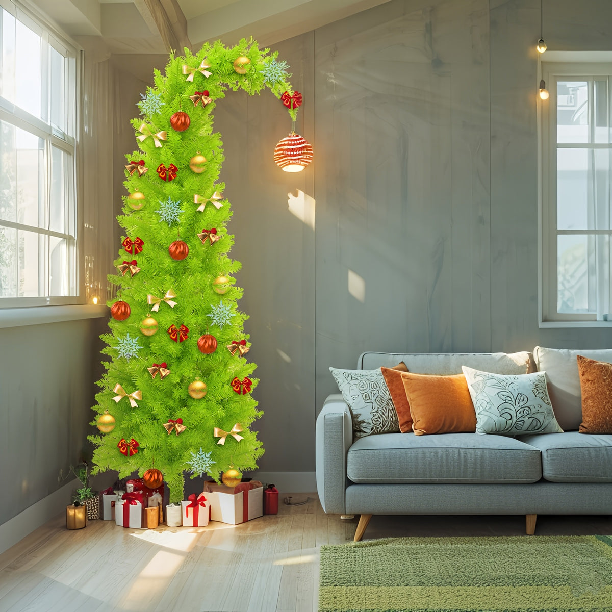 6 ft bendable artificial Christmas tree for a living room corner