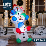 Christmas Inflatable Snowman, 6 ft Stacked with Built-in LEDs