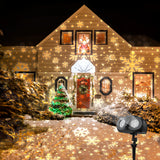 Outdoor Christmas projector lights with snowflake pattern
