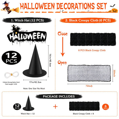 Single black witch hat from the twelve piece set
