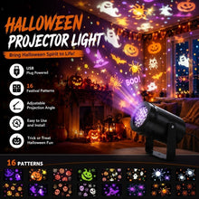 Halloween projector light casting a color pattern across a wall