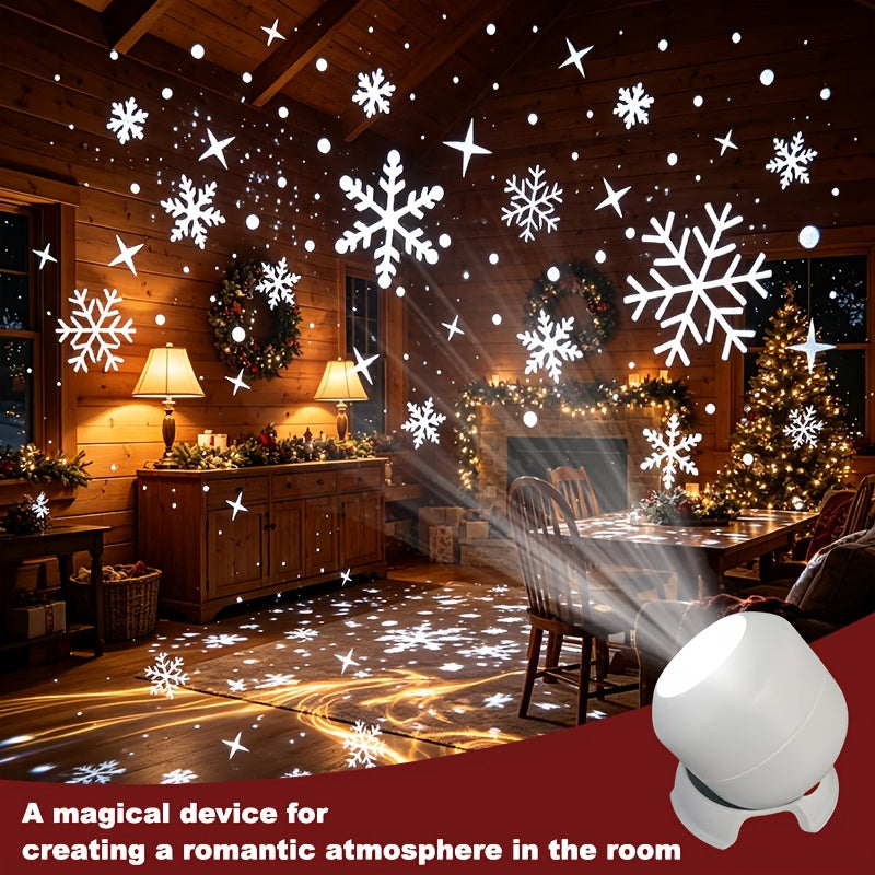 Rotating projection head of the snowflake projector light