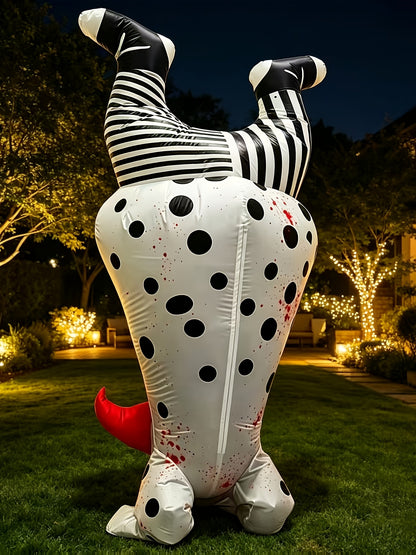 Black and white print on the inflatable clown suit