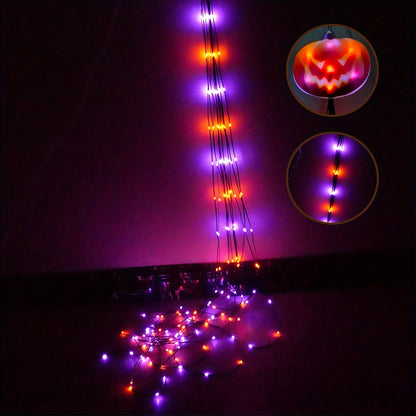 Solar pumpkin string lights in daylight, unlit