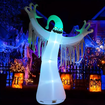 White inflatable ghost Halloween decoration, additional view