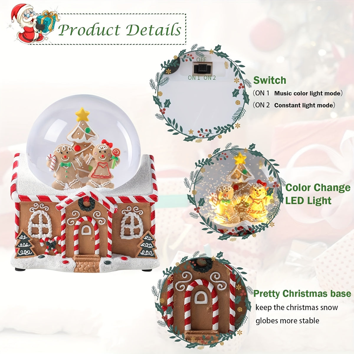 Musical snow globe with twinkling LED light